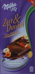 Milka srednie Amavel zart & dunkel 50 kakao Haselnuss krokant mit chilinote